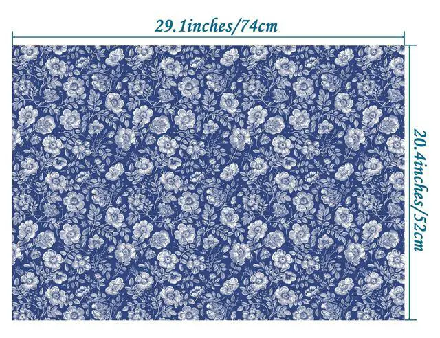 Alt view image 7 of 7 - Blue White Floral Wrapping Paper for Women, Girls - Gift Wrap With Flowers and Plants for Birthday Wedding Bridal Shower - 20 x 29 Inches, 8 Folded Sheets, Easy to Store