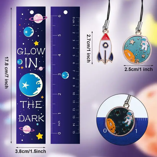 Alt view image 2 of 6 - 20 Pcs Bulk Space Bookmarks for Kids Outer Space Party Favors Astronaut Planet Rocket Galaxy Theme Birthday Party Favors Inspirational Bookmarks with Charms for Boys Girls Student Reward Gift