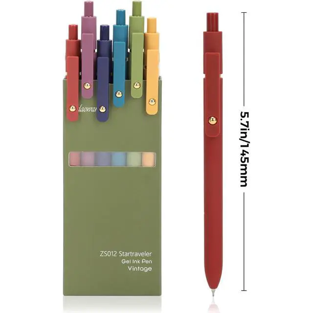 Alt view image 2 of 7 - Gel Pens,6 Pcs 0.5mm Retractable Quick Dry Black Ink Pens | Fine Point Smooth Writing Pens for Journaling and Planner,Cute Desk Accessories Office&School Supplies,Gifts for Women