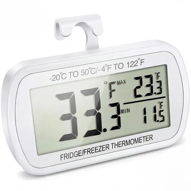 Main image of Waterproof Refrigerator Fridge Thermometer, Digital Freezer Room Thermometer, Max/Min Record Function Large LCD Screen and Magnetic Back for Kitchen, Home, Restaurants (1 Pack)
