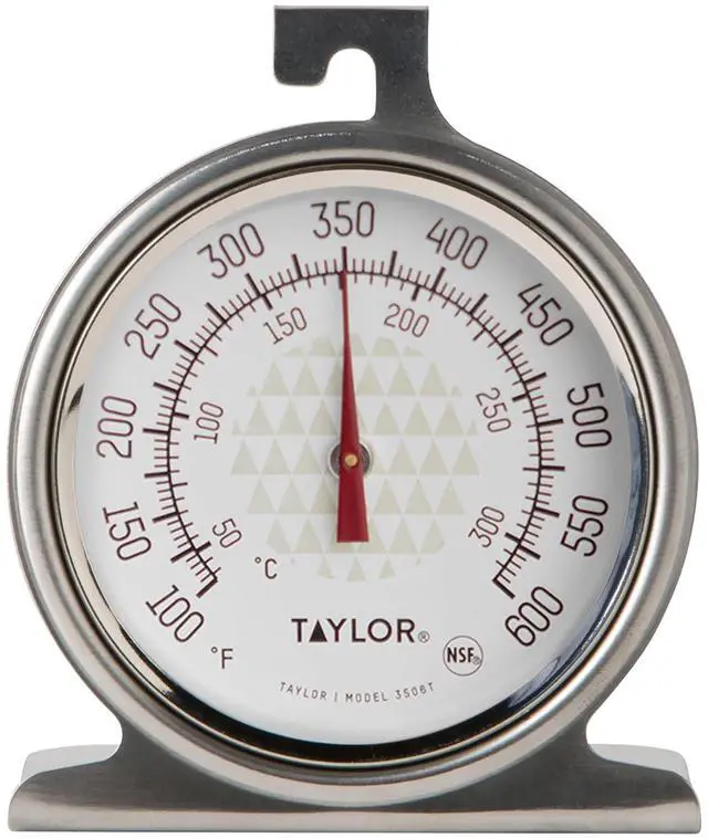 Main image of Large 2.5 Inch Dial Kitchen Cooking Oven Thermometer, Analog | Stainless Steel Analog Dial, Hanging or Standing Design, NSF Listed, Reads 100 to 600 Degrees F and 50 to 300 Degrees C