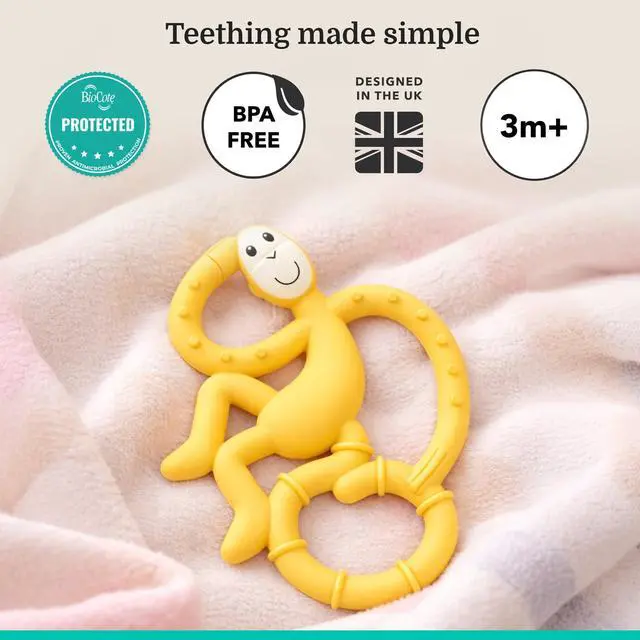 Alt view image 3 of 7 - Mini Monkey Teether & Gel Applicator, Yellow | Easy-to-Grip BPA-Free Silicone, Soothes Teething Gums, Supports Early Brushing, Suitable from 3 Months+