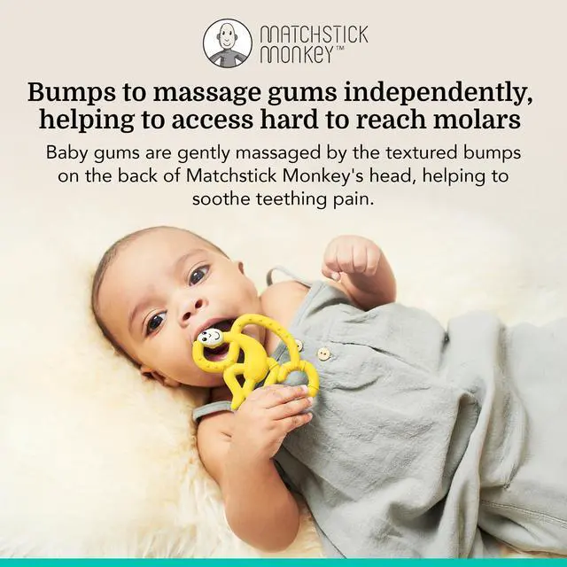 Alt view image 2 of 7 - Mini Monkey Teether & Gel Applicator, Yellow | Easy-to-Grip BPA-Free Silicone, Soothes Teething Gums, Supports Early Brushing, Suitable from 3 Months+