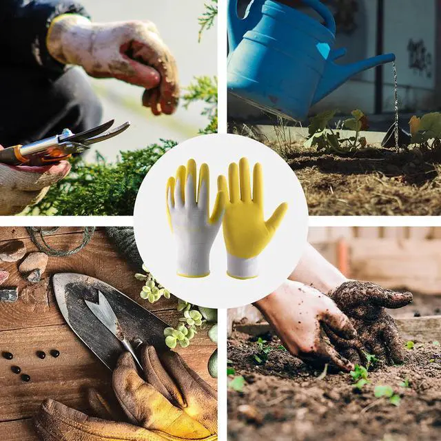 Alt view image 6 of 7 - 3 Pairs Garden Gloves for Women, Womens Gardening Gloves, S | Breathable Latex Free Nitrile Coated Ladies Yard Working Gloves, for Gardening, Landscaping, Weeding, Pruning, Gardener Gift