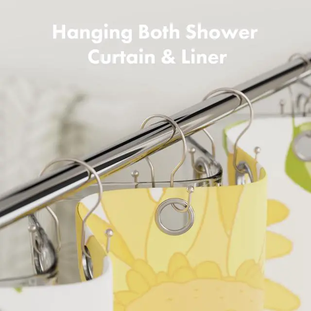 Alt view image 3 of 7 - Shower Curtain Hooks Brushed Nickel Shower Curtain Rings, Simple Double Hook Shower Curtain Hooks Rust Proof, Smooth Glide Metal Shower Hooks for Shower Curtain, 12Pcs Shower Rod Hooks