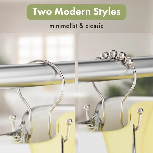 Alt view image 5 of 7 - Shower Curtain Hooks Brushed Nickel Shower Curtain Rings, Simple Double Hook Shower Curtain Hooks Rust Proof, Smooth Glide Metal Shower Hooks for Shower Curtain, 12Pcs Shower Rod Hooks