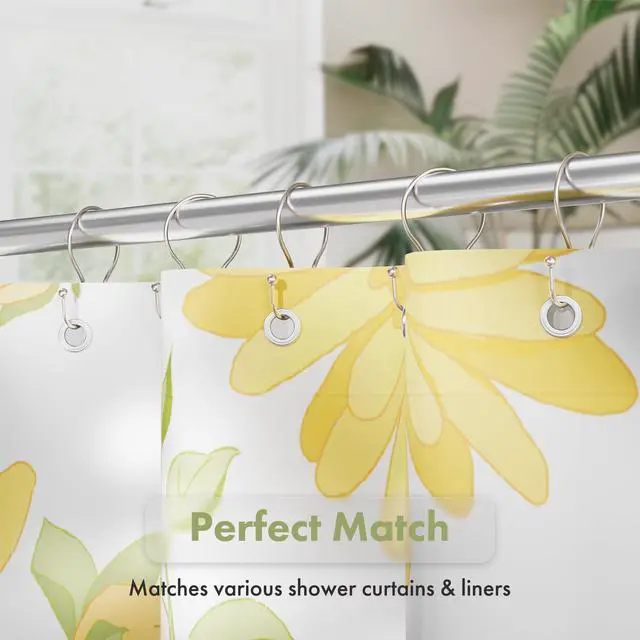 Alt view image 4 of 7 - Shower Curtain Hooks Brushed Nickel Shower Curtain Rings, Simple Double Hook Shower Curtain Hooks Rust Proof, Smooth Glide Metal Shower Hooks for Shower Curtain, 12Pcs Shower Rod Hooks