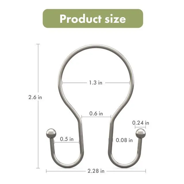 Alt view image 6 of 7 - Shower Curtain Hooks Brushed Nickel Shower Curtain Rings, Simple Double Hook Shower Curtain Hooks Rust Proof, Smooth Glide Metal Shower Hooks for Shower Curtain, 12Pcs Shower Rod Hooks