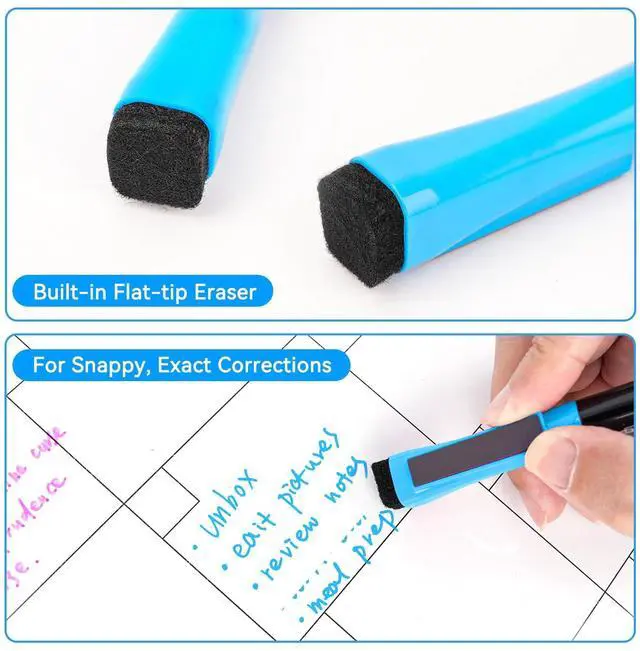 Alt view image 5 of 7 - Magnetic Dry Erase Markers with Eraser, Ultra Fine Tip, 12 Colors