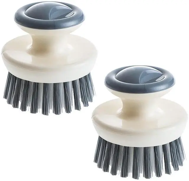 Main image of Dish Scrub Brush,Ergonomic Grip Palm Brush,Kitchen Scrub Brushes for Cleaning, Dish Scrubber with Stiff Bristles for Sink, Pots, Pans (2P Grey)