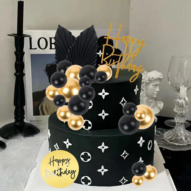 Alt view image 7 of 7 - 36 PCS Mini Ball Cake Topper Cupcake Insert Acrylic Cake Topper Cake Decorations for Black Boho Wedding Birthday Party Baby Shower Supplies (Black, Gold)