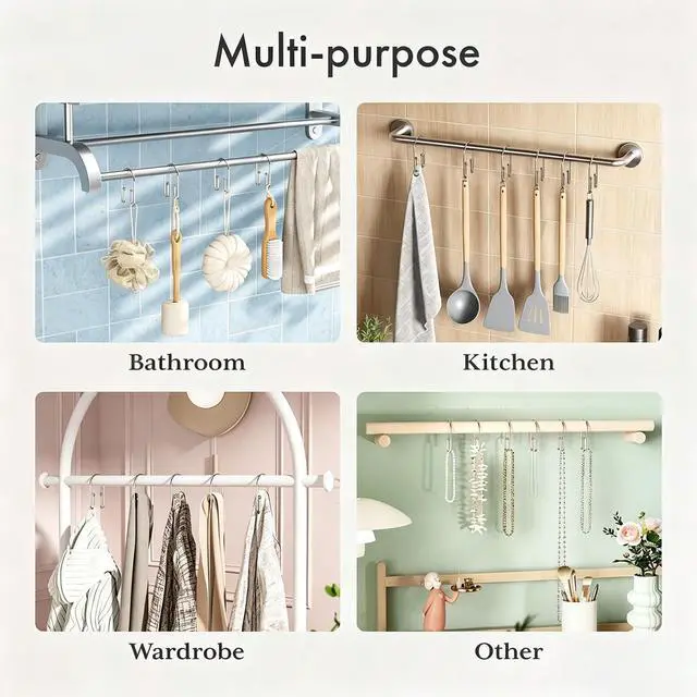Alt view image 2 of 6 - Shower Curtain Hooks Rings, 12 Pcs Rust Resistant Metal Double Glide Shower Hooks for Bathroom Shower Rods Curtains (Nickel)