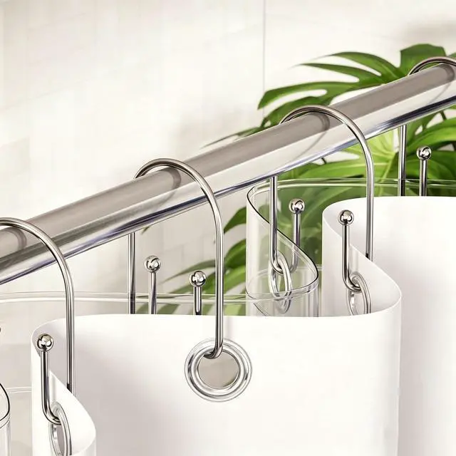 Alt view image 3 of 6 - Shower Curtain Hooks Rings, 12 Pcs Rust Resistant Metal Double Glide Shower Hooks for Bathroom Shower Rods Curtains (Nickel)