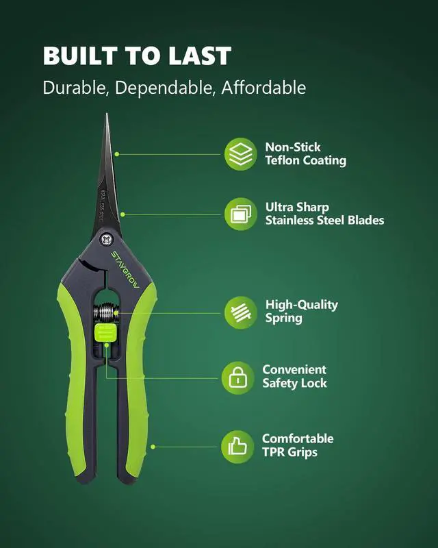 Alt view image 4 of 6 - 2pcs 6.5" Pruning Shears for Gardening Ultra Sharp Garden Scissors | Plant Snips for Precise Cuts, Stainless Steel Bonsai Clippers with Spring Loaded, Garden Shears (1pc Straight & 1pc Curved)