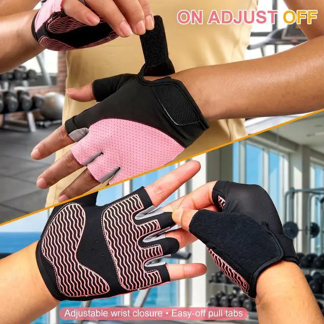 Alt view image 4 of 6 - Workout Gloves for Women - Breathable Weight Lifting Gloves with Non-Slip Silicone Padding, Fingerless Gym Gloves for Cycling, Rowing, Pull Ups & Training (4 Sizes)