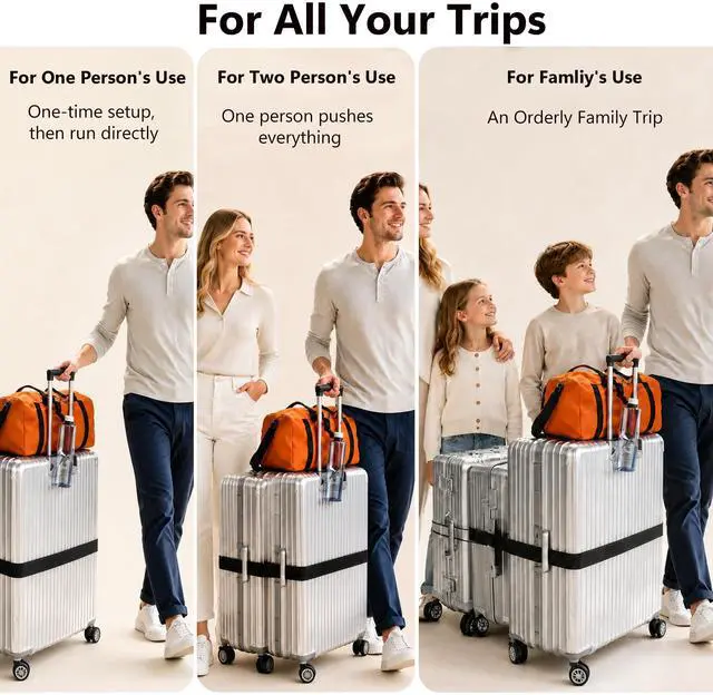 Alt view image 6 of 6 - 5Pcs Luggage Straps for Suitcases, Connector Strap for Multiple Suitcases | Multi-Use Adjustable Elastic Bungee Belt, Add-a-Bag Strap for Carry-On Bags & Backpacks, Travel Essentials, Black