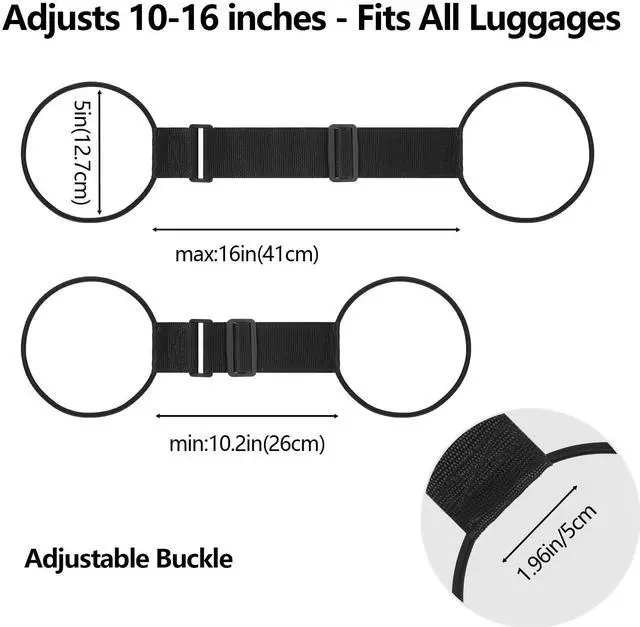 Alt view image 3 of 7 - Adjustable Luggage Connector Straps for Suitcases 2-Pack (Green) | Add A Bag, Connect 2 Suitcases, Hang Coat/Scarf, Elastic Bungee Belt, Secure Carry-on Travel Essentials, Lightweight 36g