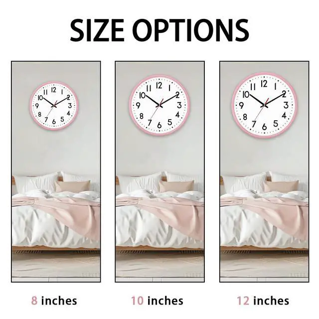Alt view image 3 of 7 - Wall Clock Silent Wall Clocks Battery Operated 8 Inch Modern Non Ticking Analog Clock Decorative for Kitchen Room Bedroom Living Classroom Office