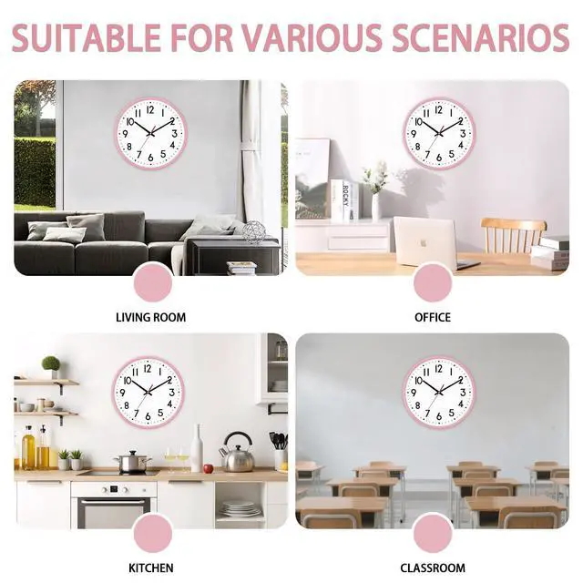 Alt view image 4 of 7 - Wall Clock Silent Wall Clocks Battery Operated 8 Inch Modern Non Ticking Analog Clock Decorative for Kitchen Room Bedroom Living Classroom Office