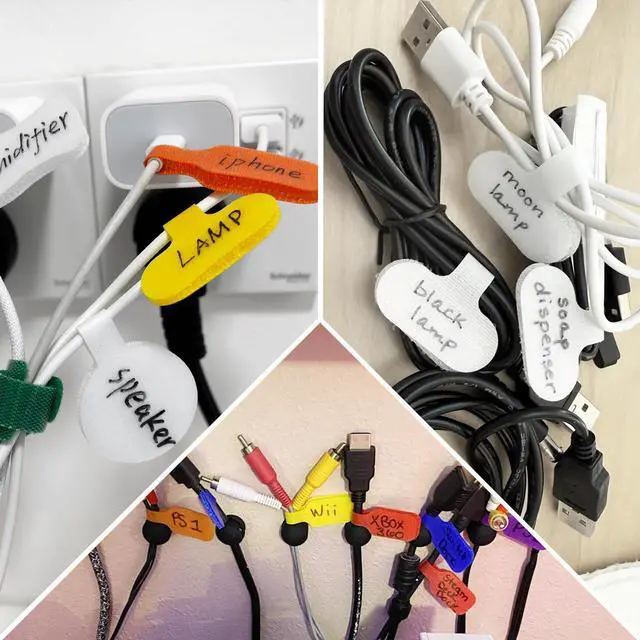 Alt view image 4 of 7 - 35 Pcs Cable Labels, Multi-Color Write On Cord/Wire Labels, Cable Tags and Wire Tags for Cable Management and Identification (Assorted Colors, Oval)