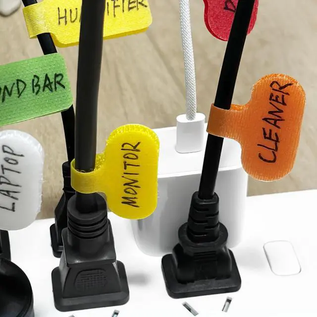 Alt view image 5 of 7 - 35 Pcs Cable Labels, Multi-Color Write On Cord/Wire Labels, Cable Tags and Wire Tags for Cable Management and Identification (Assorted Colors, Oval)