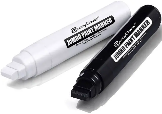 Main image of Paint Markers Pens, 2 Pack of Black and White, Premium Permanent Acrylic Paint Pens Markers for Tagging, Signs, Stone, Wood, Ceramic, Non-Toxic,15mm Jumbo Tip