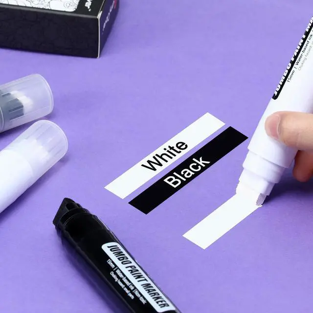 Alt view image 4 of 6 - Paint Markers Pens, 2 Pack of Black and White, Premium Permanent Acrylic Paint Pens Markers for Tagging, Signs, Stone, Wood, Ceramic, Non-Toxic,15mm Jumbo Tip