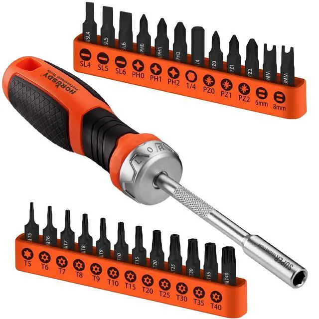 Main image of 25-Piece Security Torx Screwdriver Bit Set | T5-T40 Torx Bit Set 1/4 inch Ratcheting Magnetic Bit Driver | 12Pcs T-Drive Bits and 12Pcs Common Bit