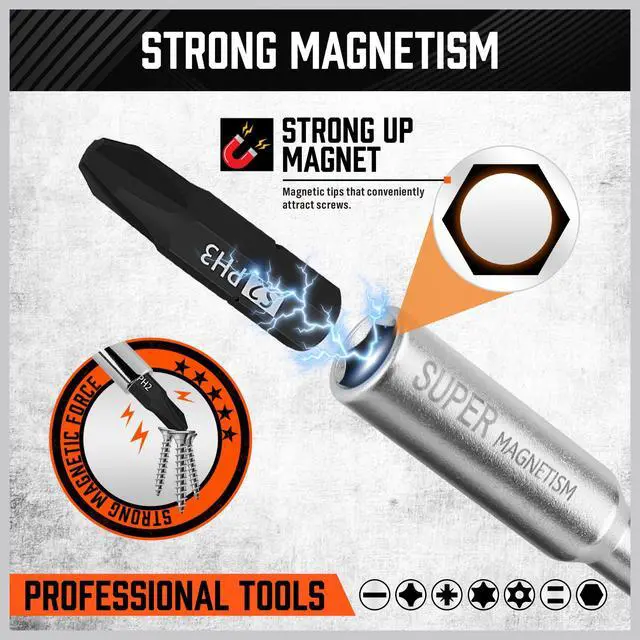 Alt view image 5 of 7 - 25-Piece Security Torx Screwdriver Bit Set | T5-T40 Torx Bit Set 1/4 inch Ratcheting Magnetic Bit Driver | 12Pcs T-Drive Bits and 12Pcs Common Bit