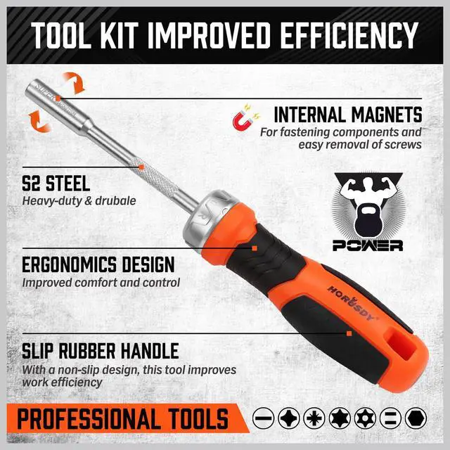 Alt view image 6 of 7 - 25-Piece Security Torx Screwdriver Bit Set | T5-T40 Torx Bit Set 1/4 inch Ratcheting Magnetic Bit Driver | 12Pcs T-Drive Bits and 12Pcs Common Bit