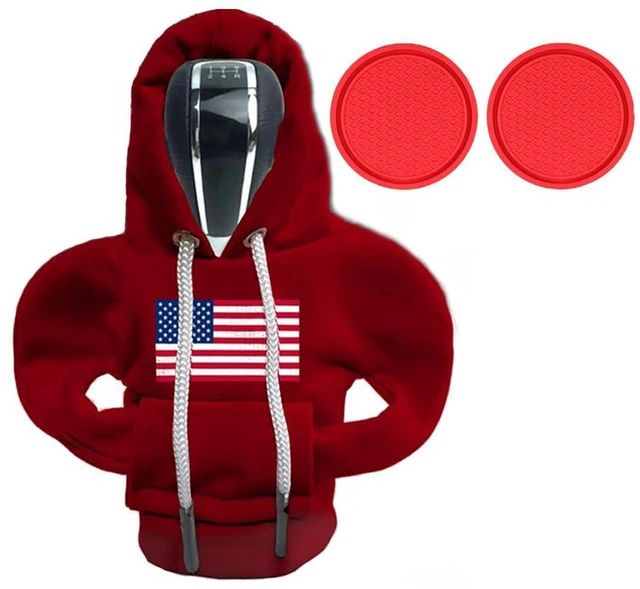Main image of Car Gear Shift Hoodie, Gear Shift Cover, Universal Car Shift Knob Hoodie | Gear Shift Cover Car Cup Coaster set, Mini Hoodie Automotive Interior Cute Gadgets Accessories
