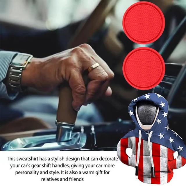 Alt view image 7 of 7 - Car Gear Shift Hoodie, Gear Shift Cover, Universal Car Shift Knob Hoodie | Gear Shift Cover Car Cup Coaster set, Mini Hoodie Automotive Interior Cute Gadgets Accessories