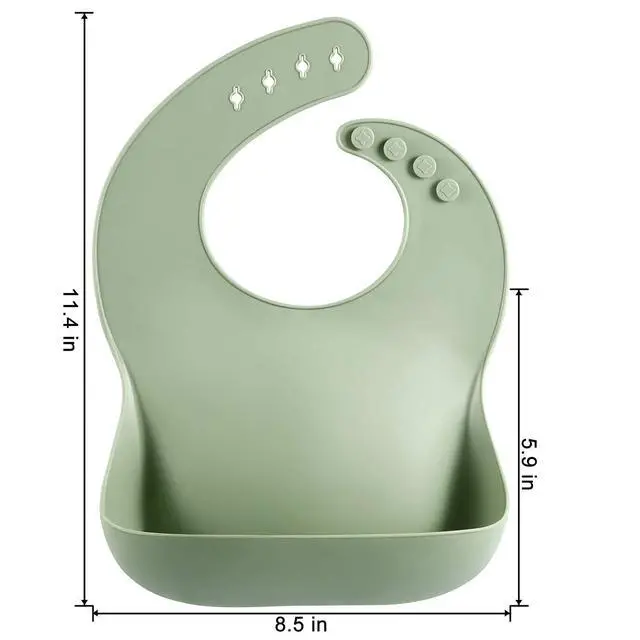 Alt view image 3 of 7 - Set of 3 Silicone Baby Bibs Waterproof, Soft, Unisex, 10-72 Months (Brown/Blue/Green)
