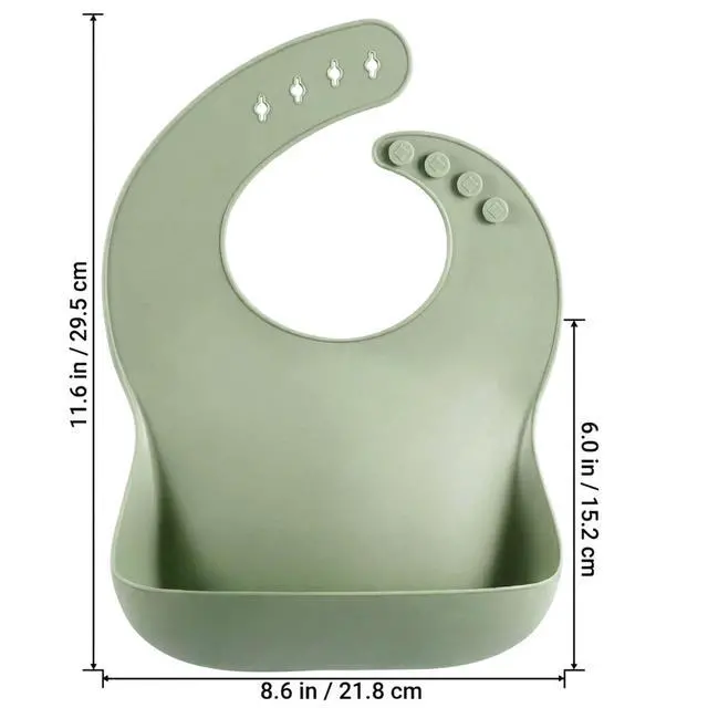 Alt view image 5 of 7 - Set of 3 Silicone Baby Bibs Waterproof, Soft, Unisex, 10-72 Months (Brown/Blue/Green)