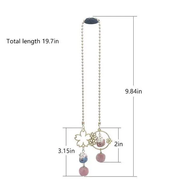 Alt view image 6 of 7 - Pair of Lucky Cat Car Interior Mirror Hanging Accessories Car Decor Mini Porcelain Maneki Neko Dangle Charm (Sakura Lucky Cat)