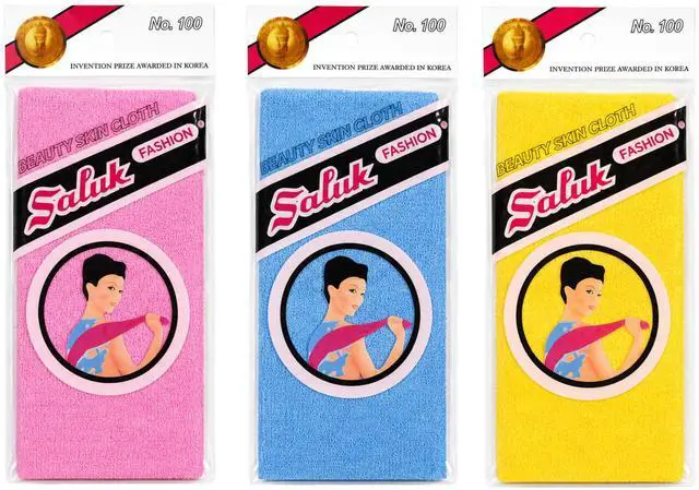 Main image of Saluk Fashion Japanese Exfoliating Towel 3 Pack Japanese Exfoliating Towel for Deep Clean Shower Authentic Salux Cloth Net Sponge Assorted Mixed Colors