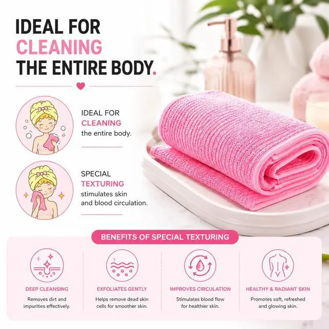 Alt view image 3 of 7 - Saluk Fashion Japanese Exfoliating Towel 3 Pack Japanese Exfoliating Towel for Deep Clean Shower Authentic Salux Cloth Net Sponge Assorted Mixed Colors