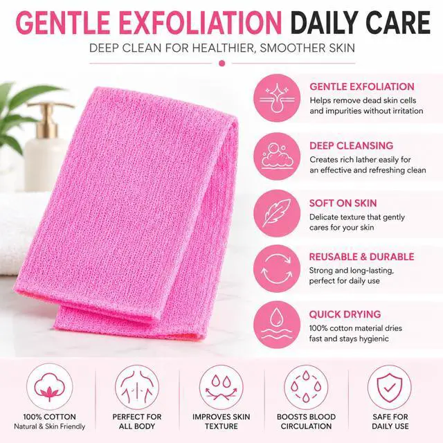 Alt view image 6 of 7 - Saluk Fashion Japanese Exfoliating Towel 3 Pack Japanese Exfoliating Towel for Deep Clean Shower Authentic Salux Cloth Net Sponge Assorted Mixed Colors