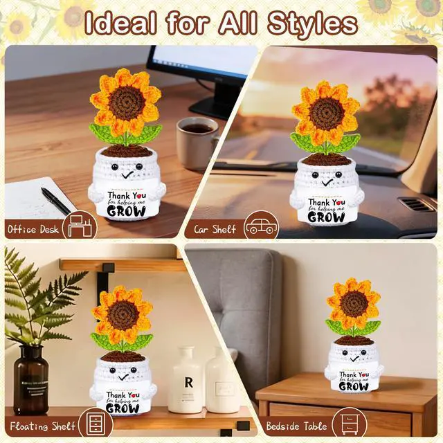 Alt view image 7 of 7 - Teacher Appreciation Gifts, Thank You Teachers Gift, End of Year Teacher Gifts, Personalized Graduation Father's Day Birthday Gift for Teachers Mentor Coworker Senior, Handmade Crochet Sunflower Doll