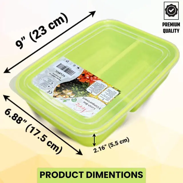 Alt view image 5 of 7 - 2 Pack Lunch Containers for Adults (48oz/6 Cup) - 3 Compartment Large Bento Lunch Box For Women - Reusable Lunchable Container for Salad, Snack, Meal Prep - Stackable, Microwavable & Leak proof