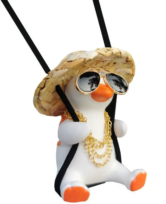 Main image of Funny Swinging Duck Car Mirror Hanging Ornament - Cool Automotive Rearview Mirror Accessories for Men Women Teens, Cute Truck Car Gifts Pendant Charm Decor (Cool A)