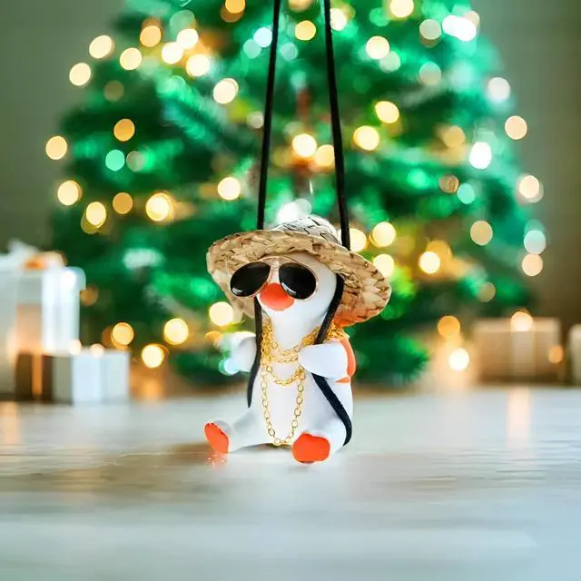 Alt view image 6 of 7 - Funny Swinging Duck Car Mirror Hanging Ornament - Cool Automotive Rearview Mirror Accessories for Men Women Teens, Cute Truck Car Gifts Pendant Charm Decor (Cool A)