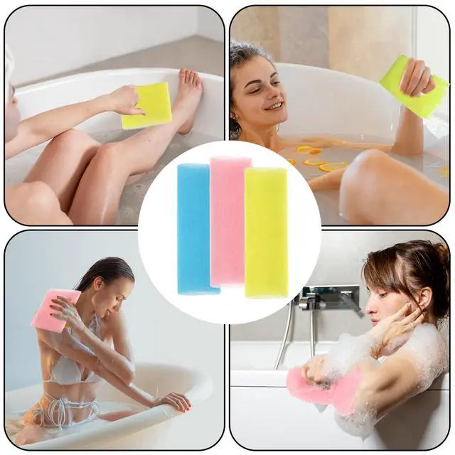 Alt view image 5 of 7 - 3 Pcs Exfoliating Washcloth, 35 Inch Exfoliating Bath Cloth Body Scrubber Wash Cloths for Showering Towel Japanese Washcloth Loofah Sponge Net Rag Back Washer