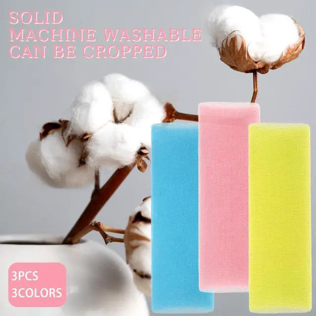 Alt view image 4 of 7 - 3 Pcs Exfoliating Washcloth, 35 Inch Exfoliating Bath Cloth Body Scrubber Wash Cloths for Showering Towel Japanese Washcloth Loofah Sponge Net Rag Back Washer