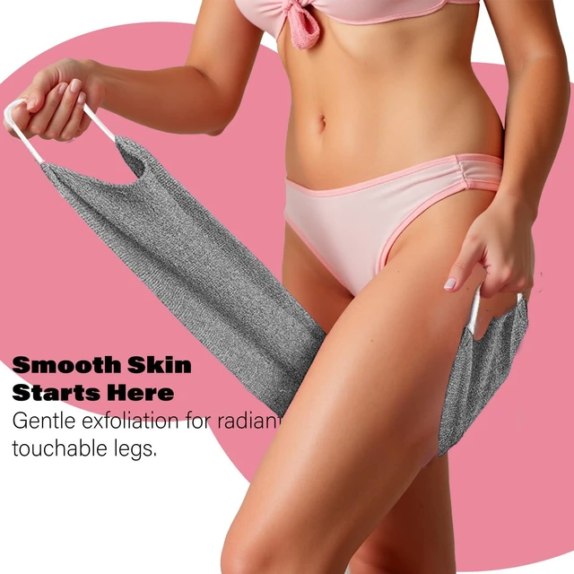 Alt view image 4 of 7 - Exfoliating Back Scrubber for Shower with Handles, Double-Sided Body Scrub Towel, Stretchable Extra Long Deep Cleaning Bath Cloth for Women and Men (Grey)