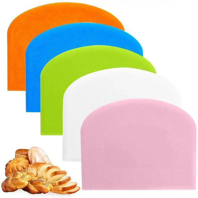 Main image of 5 Pcs Dough Scraper Bench Scraper 4.65x3.66" Plastic Flexible Bowl Scraper Sharp-Edged Multi-Angle Cake Scraper Non-Slip Baking Tool Decorating Tool Shaping Tool (5Pcs Five colors)