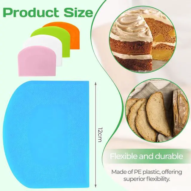 Alt view image 2 of 7 - 5 Pcs Dough Scraper Bench Scraper 4.65x3.66" Plastic Flexible Bowl Scraper Sharp-Edged Multi-Angle Cake Scraper Non-Slip Baking Tool Decorating Tool Shaping Tool (5Pcs Five colors)