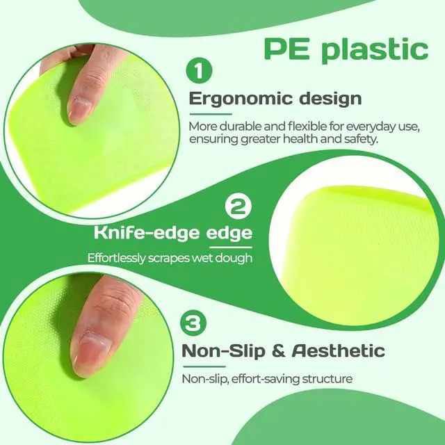 Alt view image 3 of 7 - 5 Pcs Dough Scraper Bench Scraper 4.65x3.66" Plastic Flexible Bowl Scraper Sharp-Edged Multi-Angle Cake Scraper Non-Slip Baking Tool Decorating Tool Shaping Tool (5Pcs Five colors)