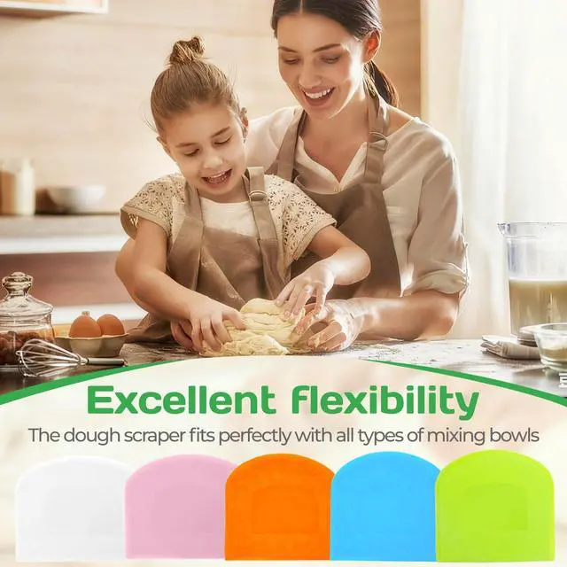 Alt view image 5 of 7 - 5 Pcs Dough Scraper Bench Scraper 4.65x3.66" Plastic Flexible Bowl Scraper Sharp-Edged Multi-Angle Cake Scraper Non-Slip Baking Tool Decorating Tool Shaping Tool (5Pcs Five colors)