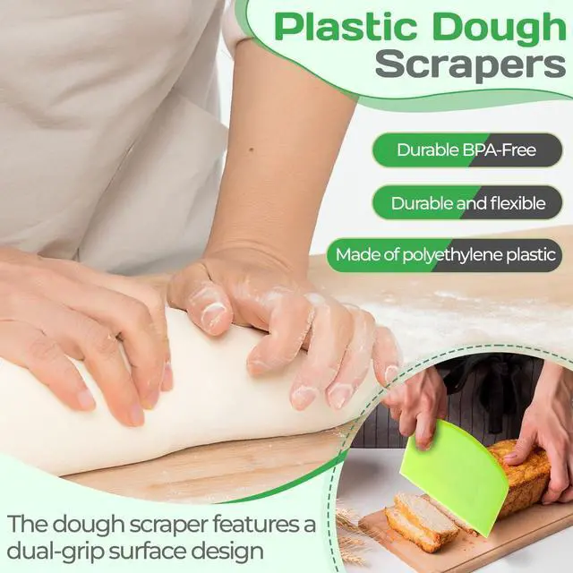 Alt view image 4 of 7 - 5 Pcs Dough Scraper Bench Scraper 4.65x3.66" Plastic Flexible Bowl Scraper Sharp-Edged Multi-Angle Cake Scraper Non-Slip Baking Tool Decorating Tool Shaping Tool (5Pcs Five colors)